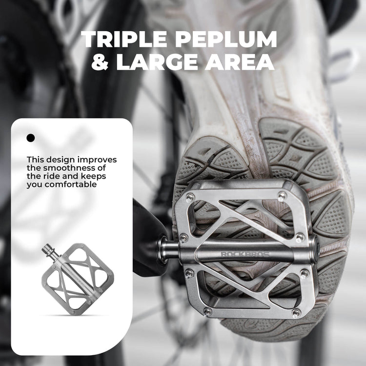 rockbros titanium triple bearing bike pedals for mountain and road cycling