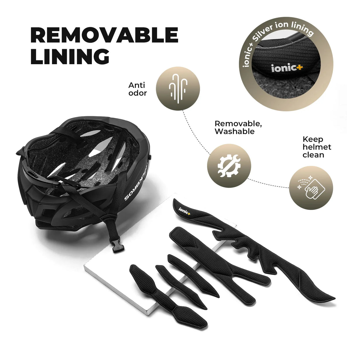 White and black color options of ROCKBROS Trail bicycle helmet.
#options_pink