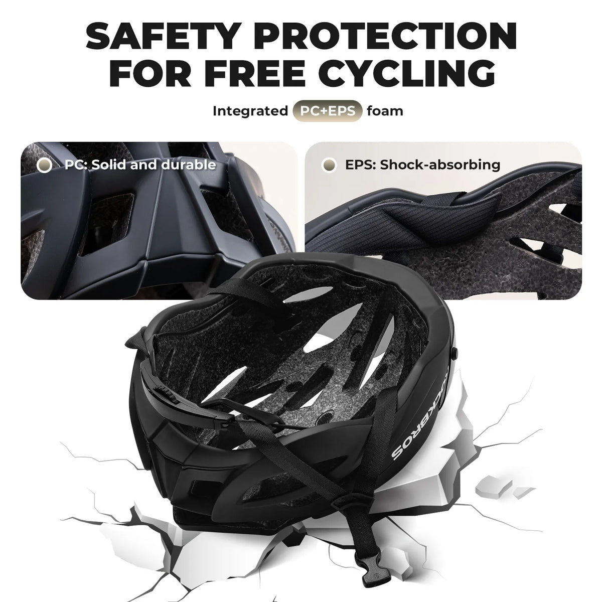 White and black color options of ROCKBROS Trail bicycle helmet.
#options_White + Photochromic lenses