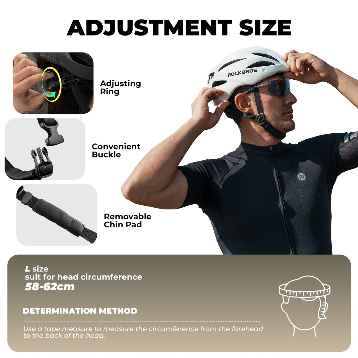 White and black color options of ROCKBROS Trail bicycle helmet.
#options_white
