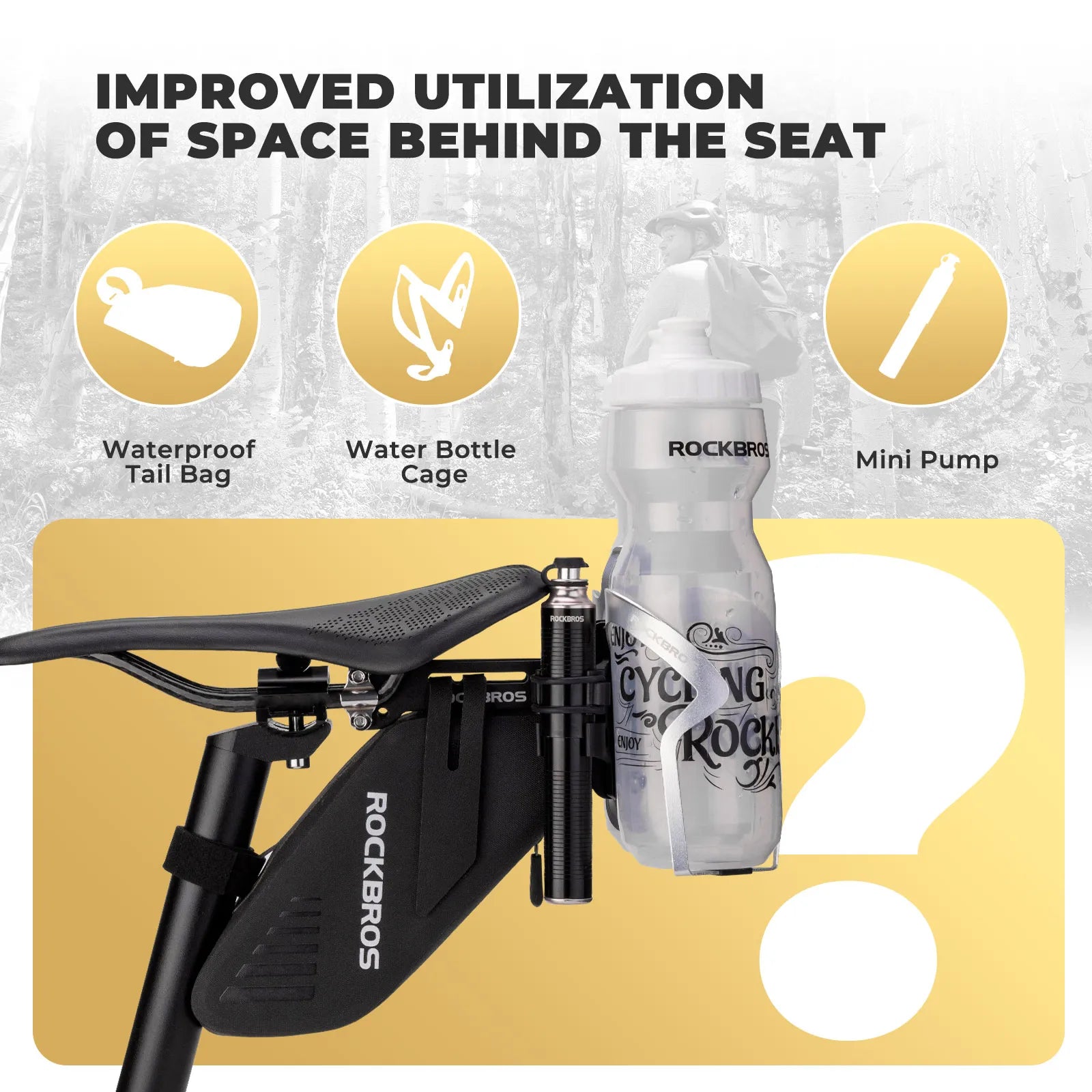 ROCKBROS triathlon rear hydration system dual water bottle mount for bike saddle