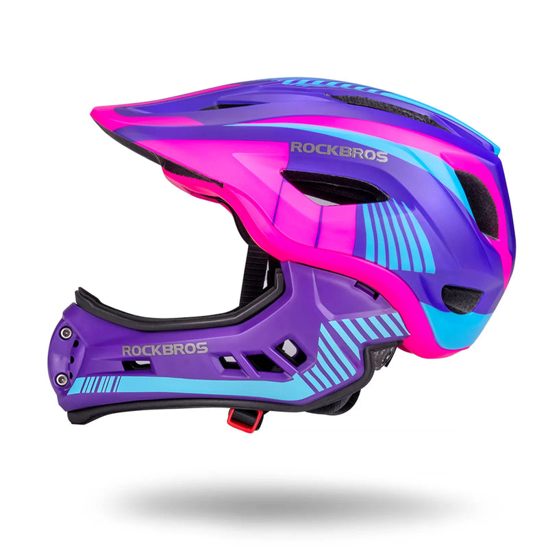 rockbros koalaguard kids helmet tt-32 detachable front full and half face protective helmet
#color_purple