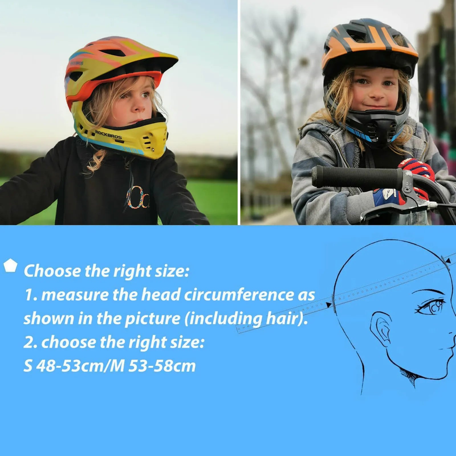 rockbros koalaguard kids helmet tt-32 detachable front full and half face protective helmet
#color_yellow