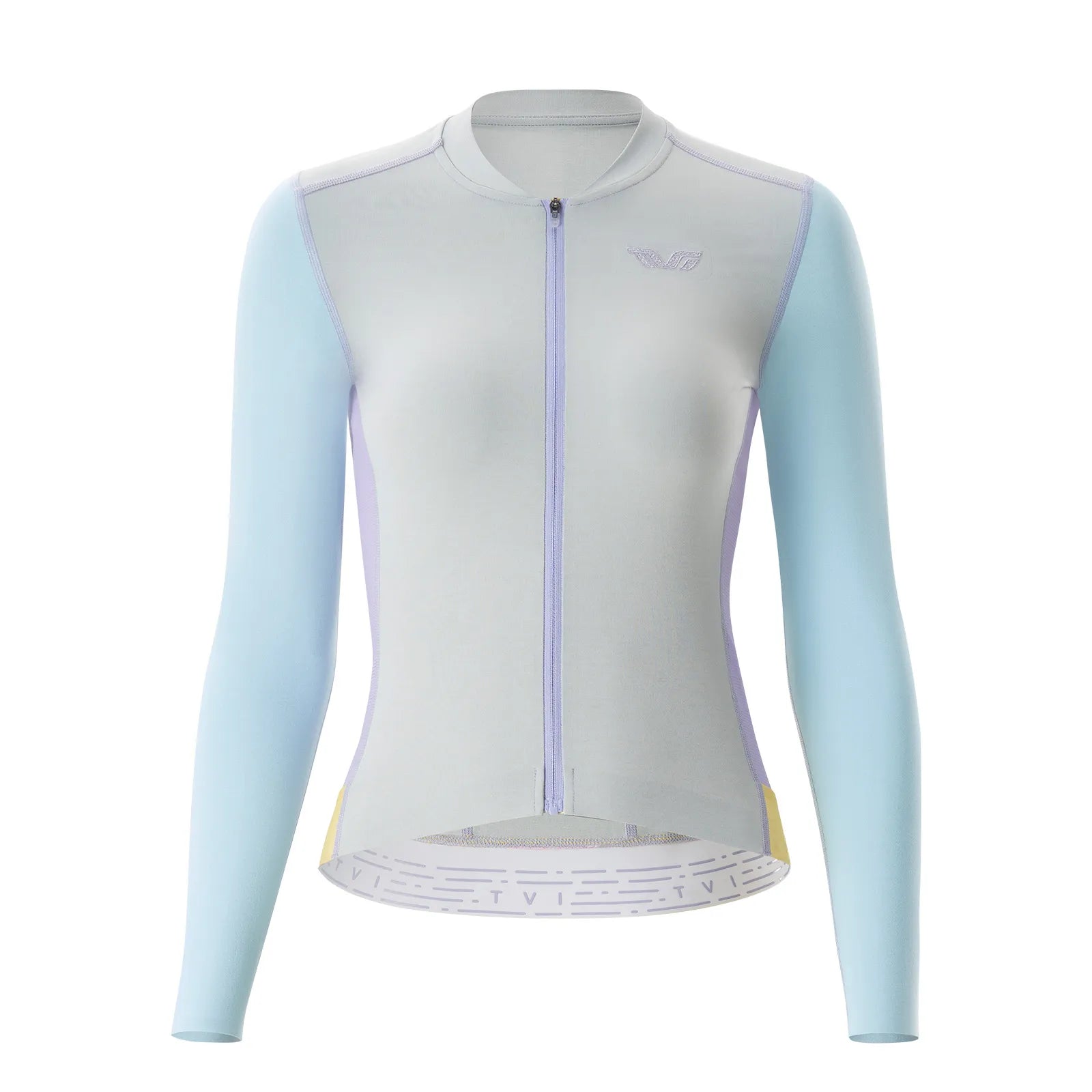 Rockbros TVI Women's Long Sleeve Cycling Jersey in Vibrant Ride - Front View.
#color_sky blue