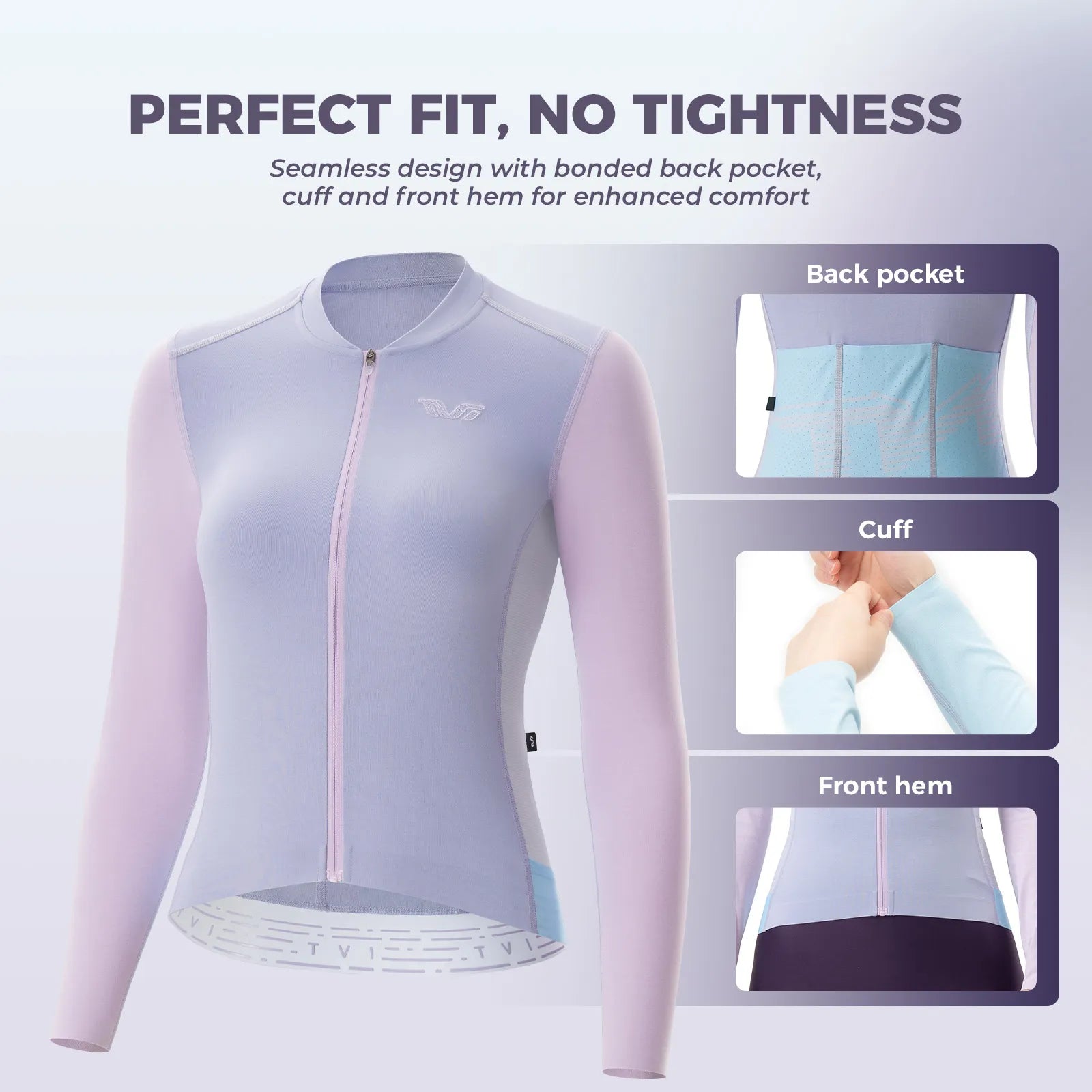Rockbros TVI Women's Long Sleeve Cycling Jersey in Vibrant Ride - Front View.
#color_sky blue