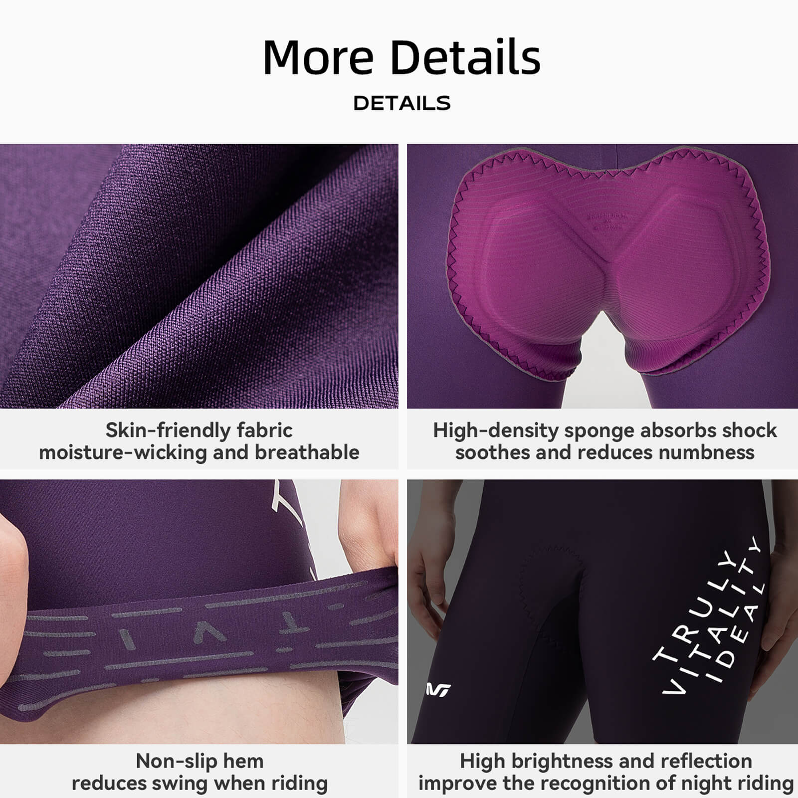 ROCKBROS seamless breathable cycling liner shorts for women's road biking.
#color_purple