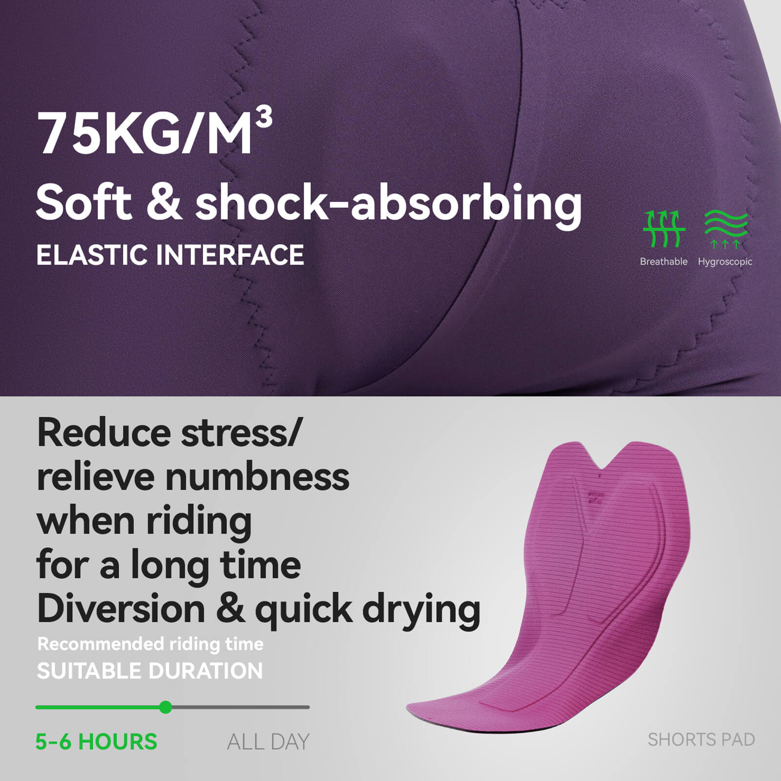 ROCKBROS seamless breathable cycling liner shorts for women's road biking.
#color_white