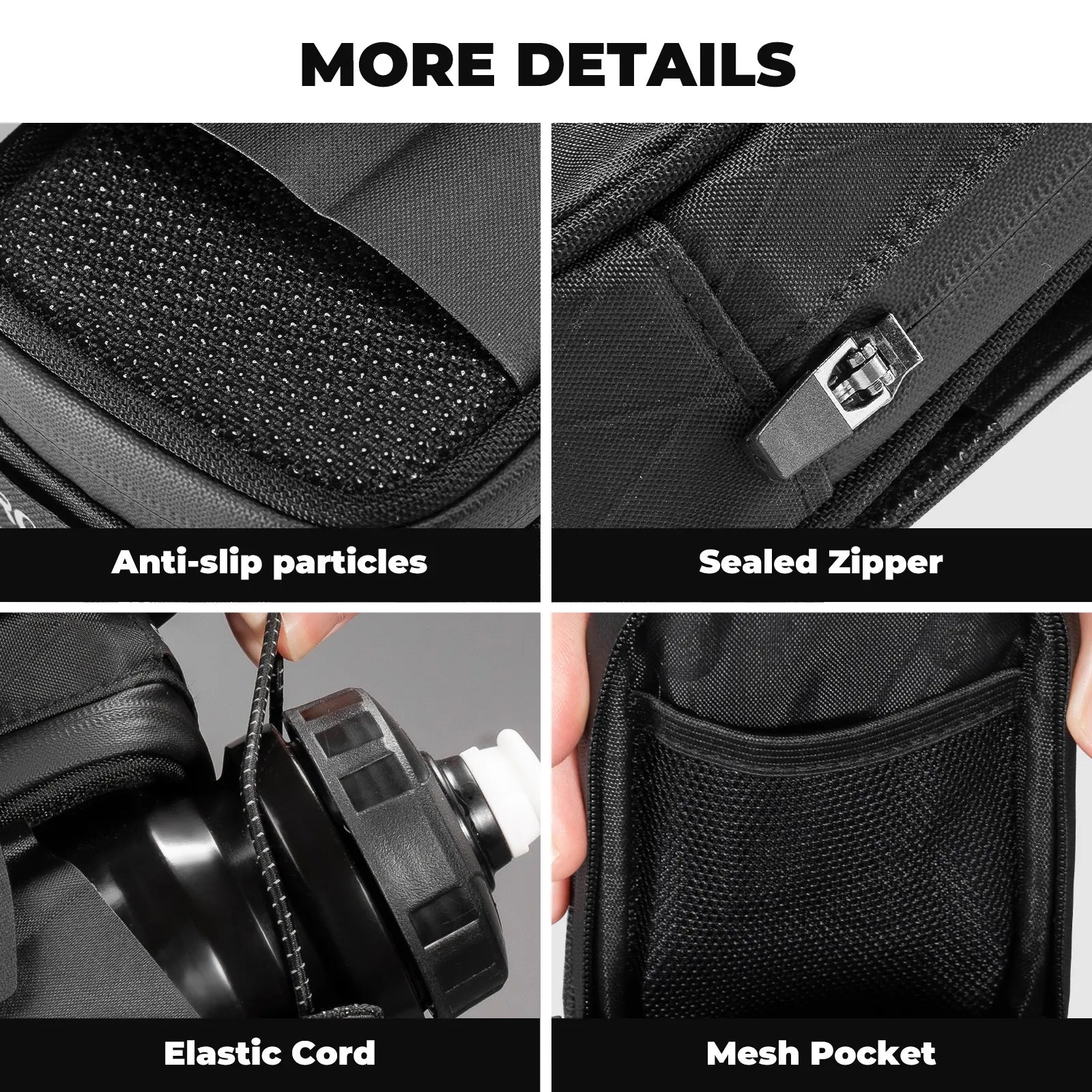 ROCKBROS Twist-Lock Cycling Saddle Bag with Integrated Bottle Cage Mount #options_Solid Black