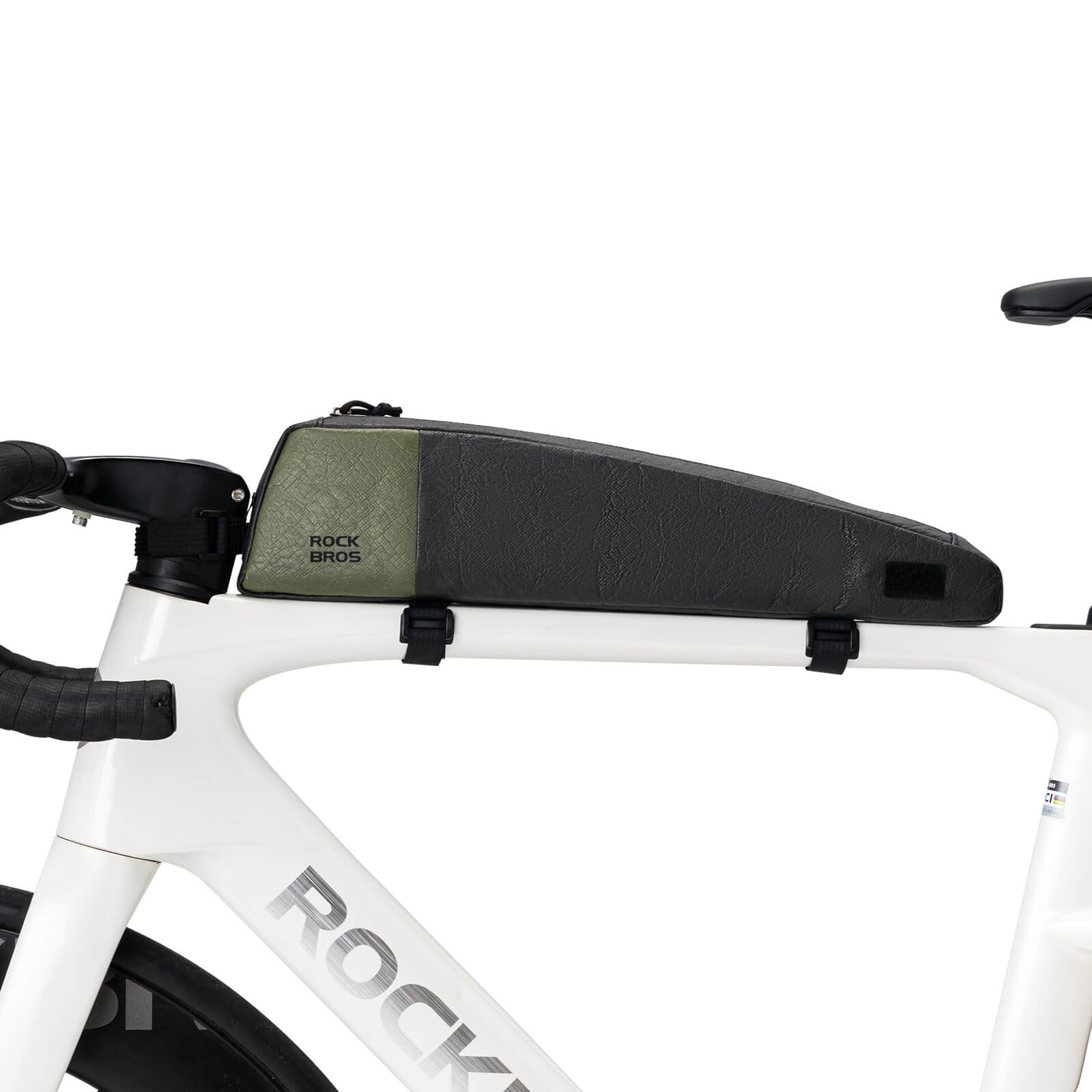 rockbros EcoMate 0.9L top tube bag for cycling adventures.