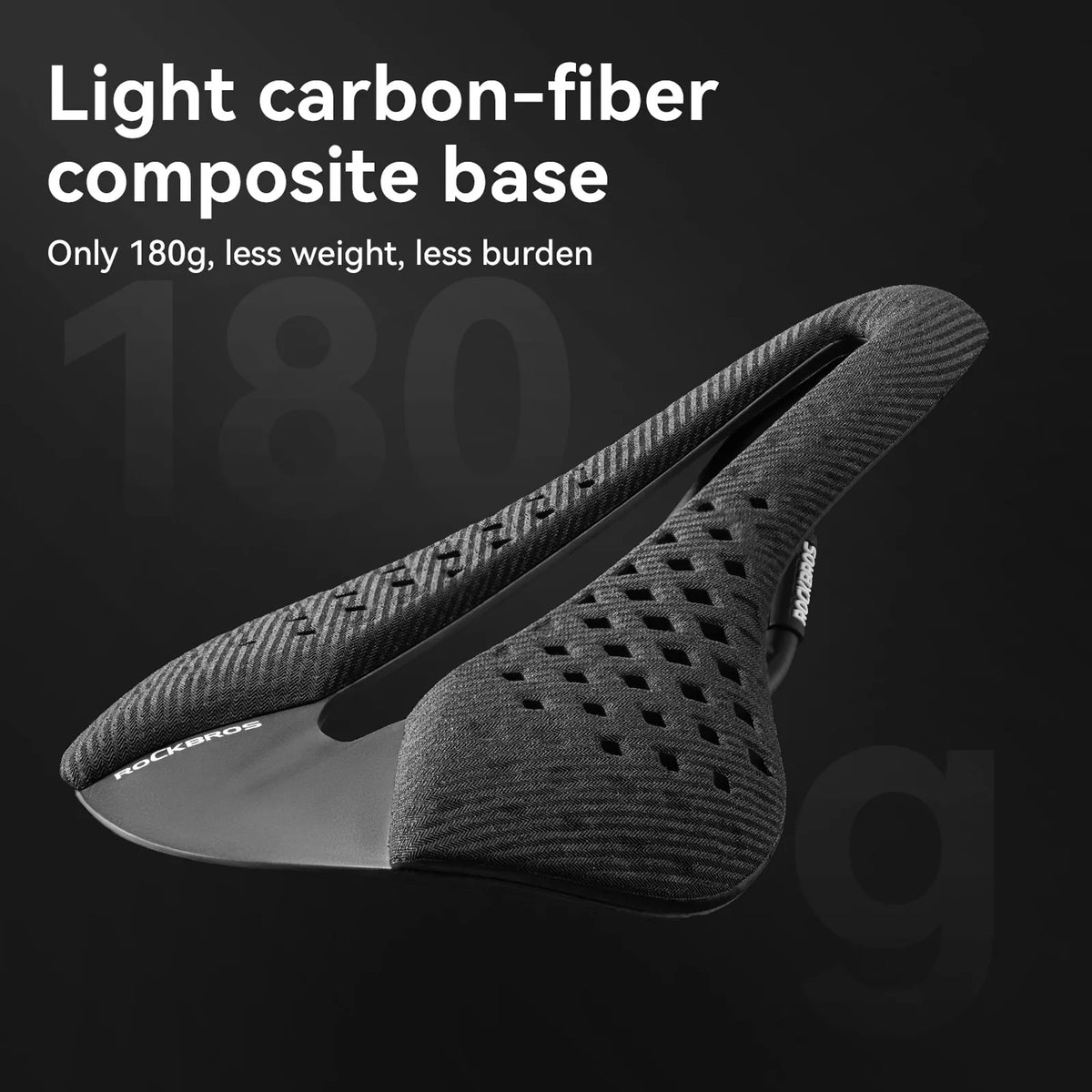 ROCKBROS 180g Carbon Composite Bike Saddle with Hollow Chromoly Rails