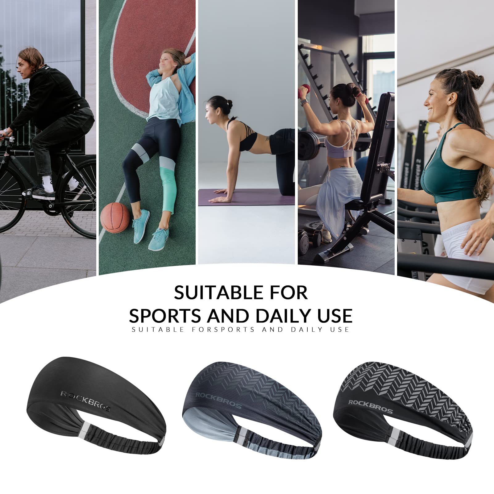 rockbros sweat absorbing sports headband for running and fitness
#color_black