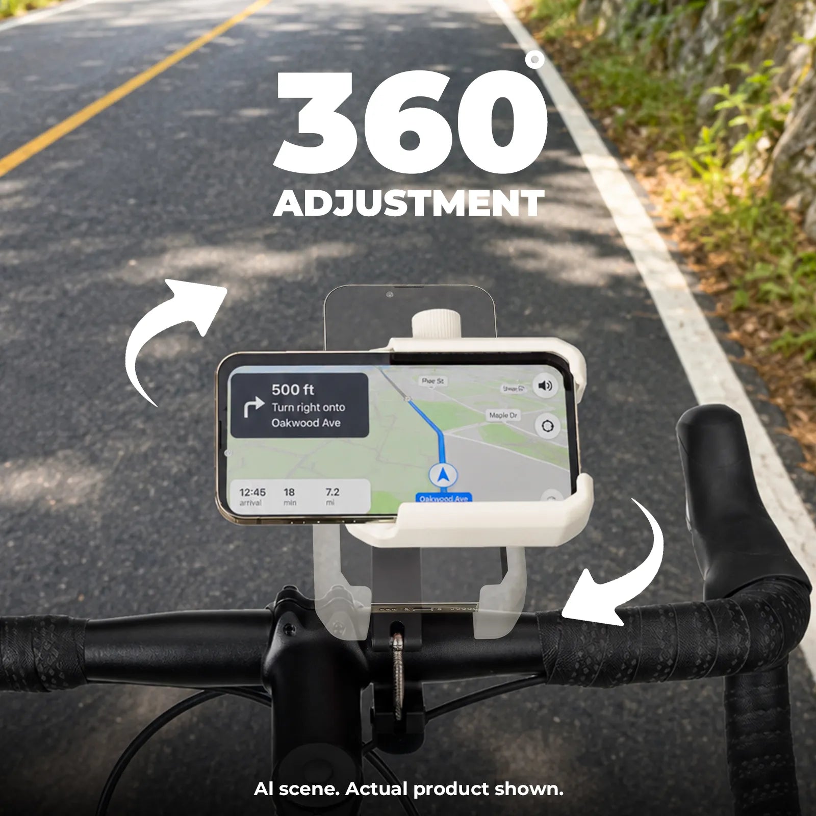 Rockbros universal bike phone holder with secure half-wrap design for 4.7 to 7.2 inch smartphones
#color_white