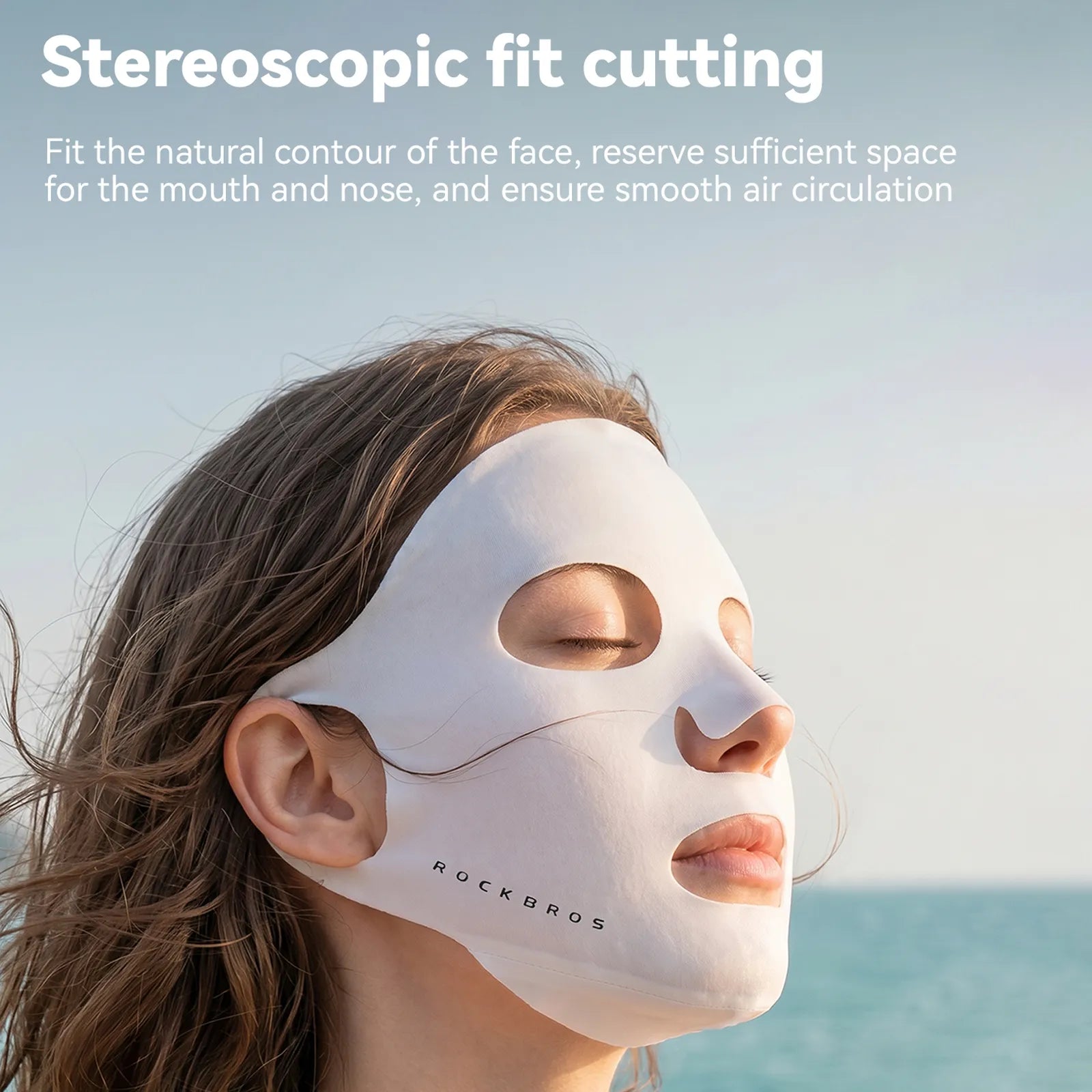 ROCKBROS ice-feeling full-face UV protection mask providing all-over coverage and seamless fit.
#color_silver