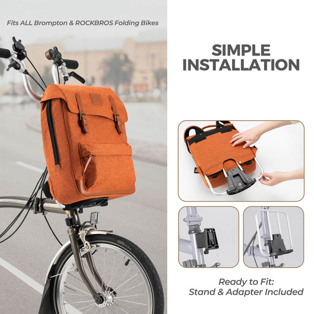 ROCKBROS vintage folding bike handlebar bag for commuting and leisure rides