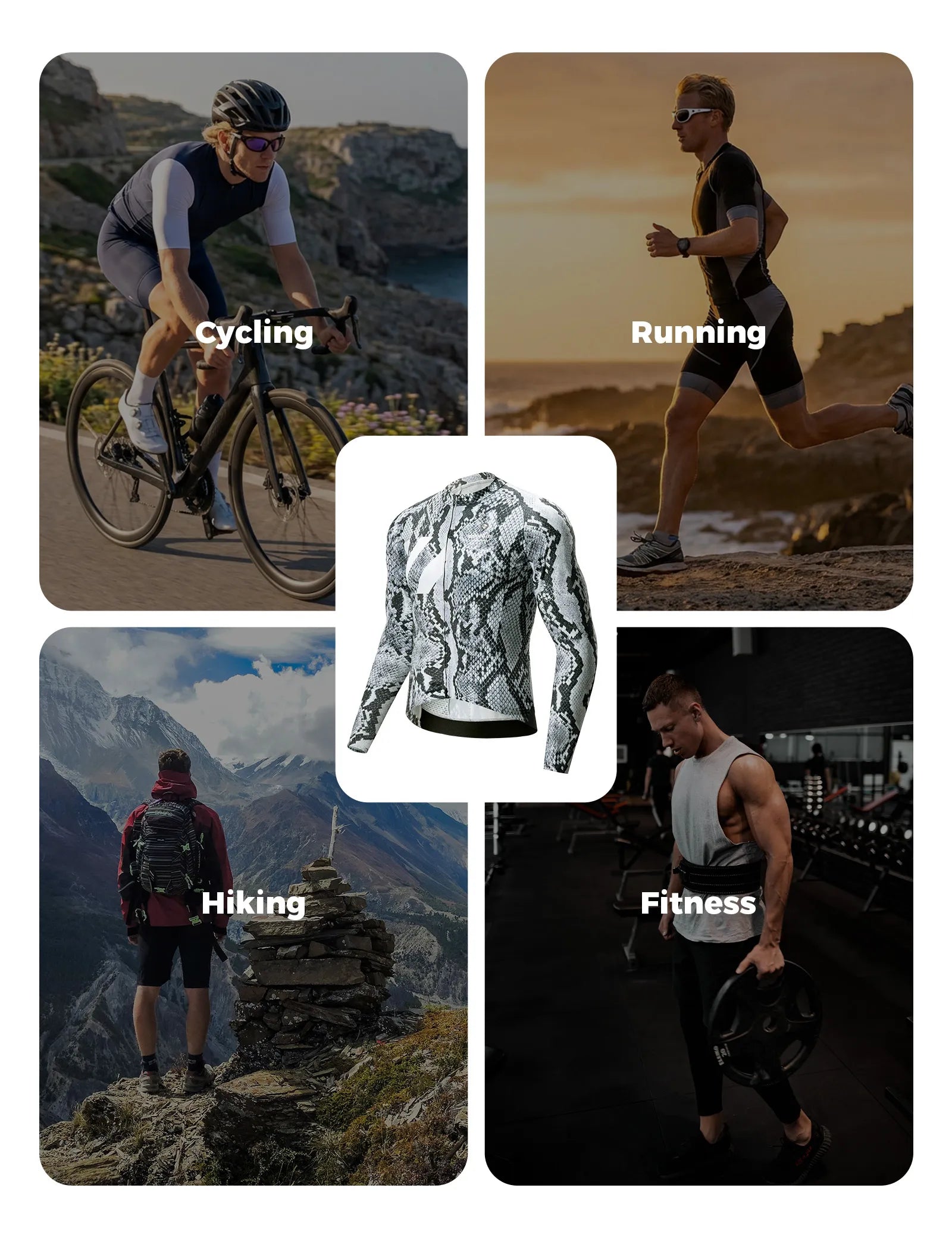 ROCKBROS VNS Men's Long Sleeve Cycling Jersey - Gradient Ink Dragon Scale Design