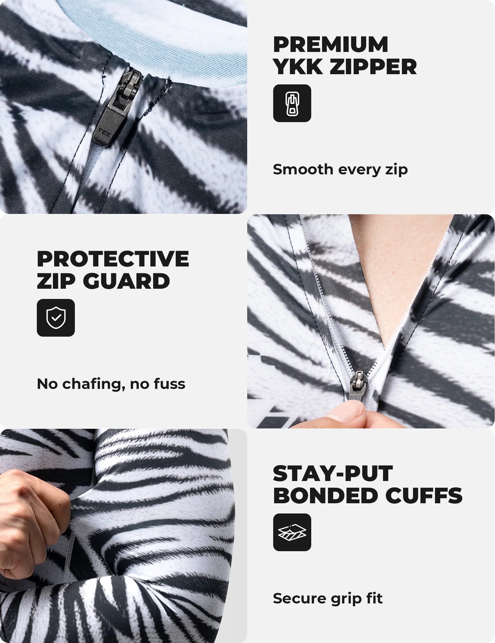 ROCKBROS VNS Men's Long Sleeve Cycling Jersey Zebra Pattern Front View
