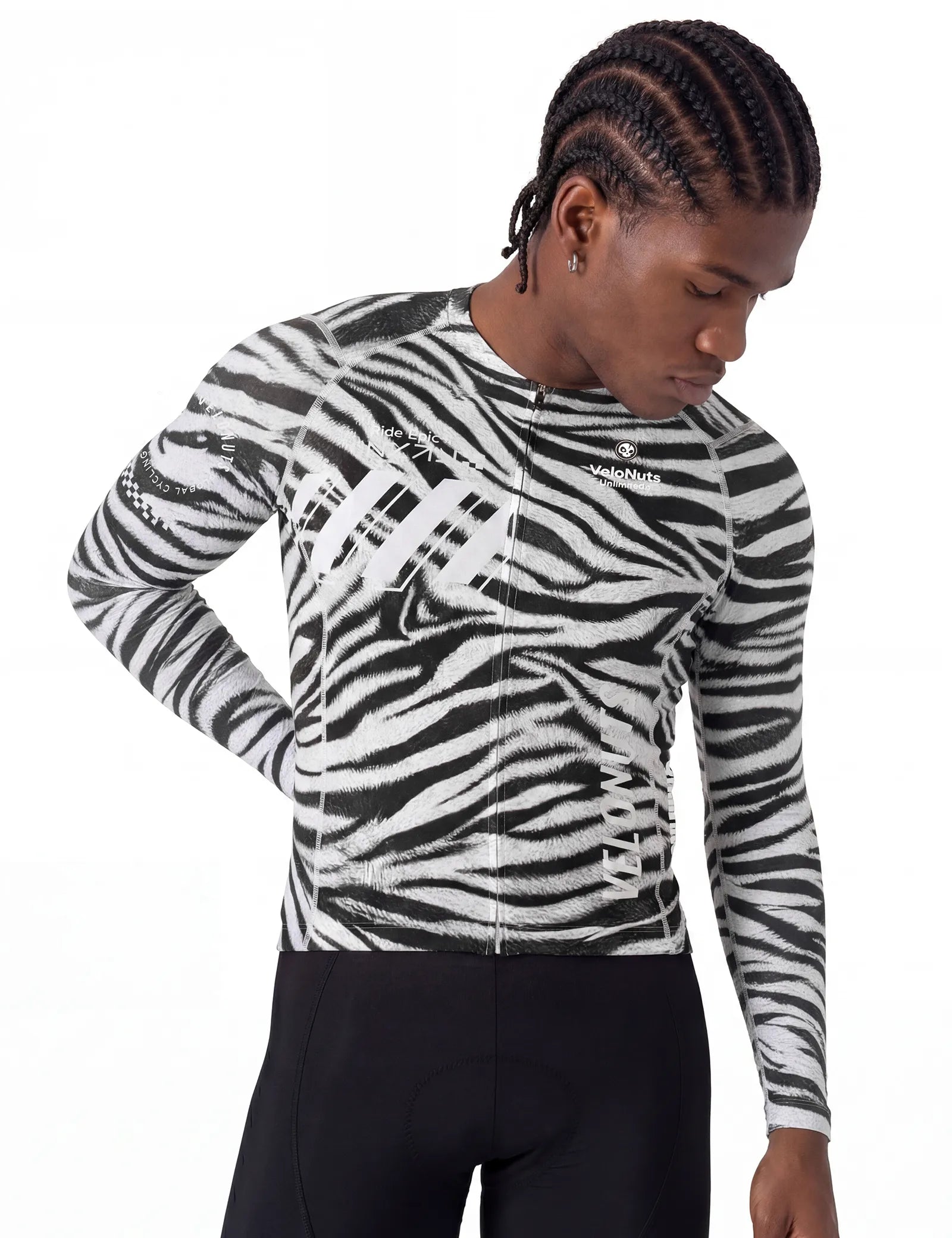 ROCKBROS VNS Men's Long Sleeve Cycling Jersey Zebra Pattern Front View