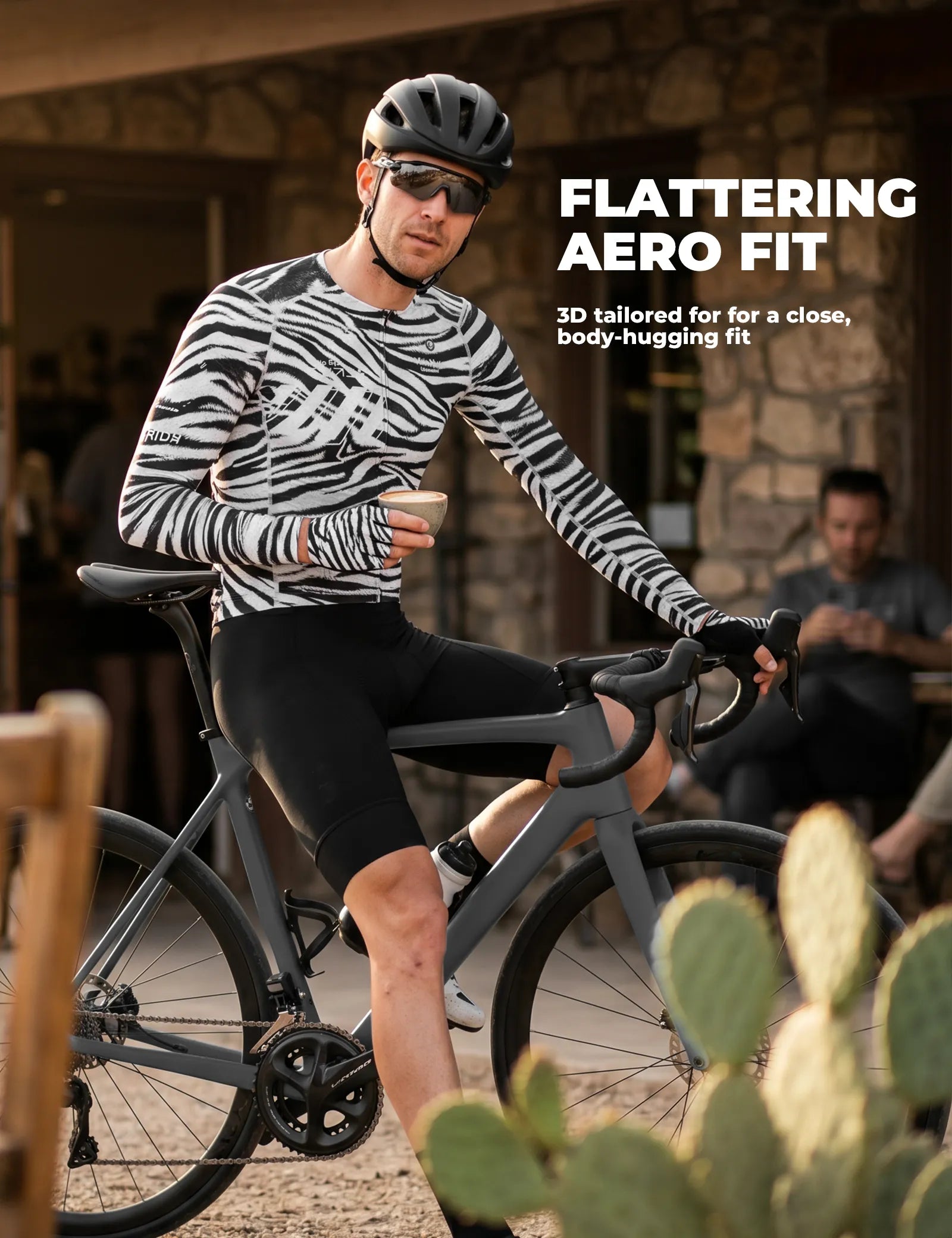 ROCKBROS VNS Men's Long Sleeve Cycling Jersey Zebra Pattern Front View