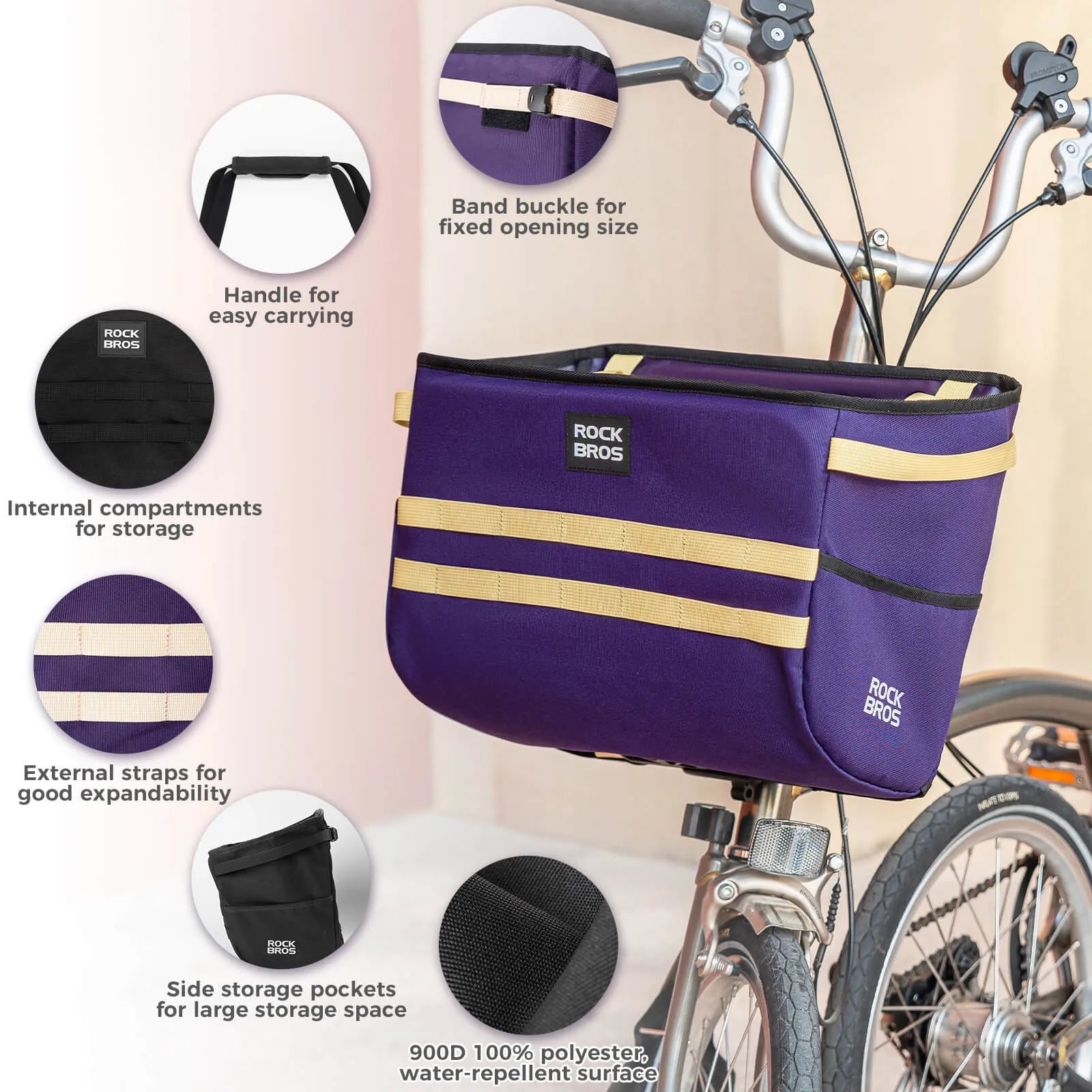 Rockbros W016 UrbanRide Folding Bike Handbag, Black Multi-functional Handbag for Urban Commuting.
#color_black