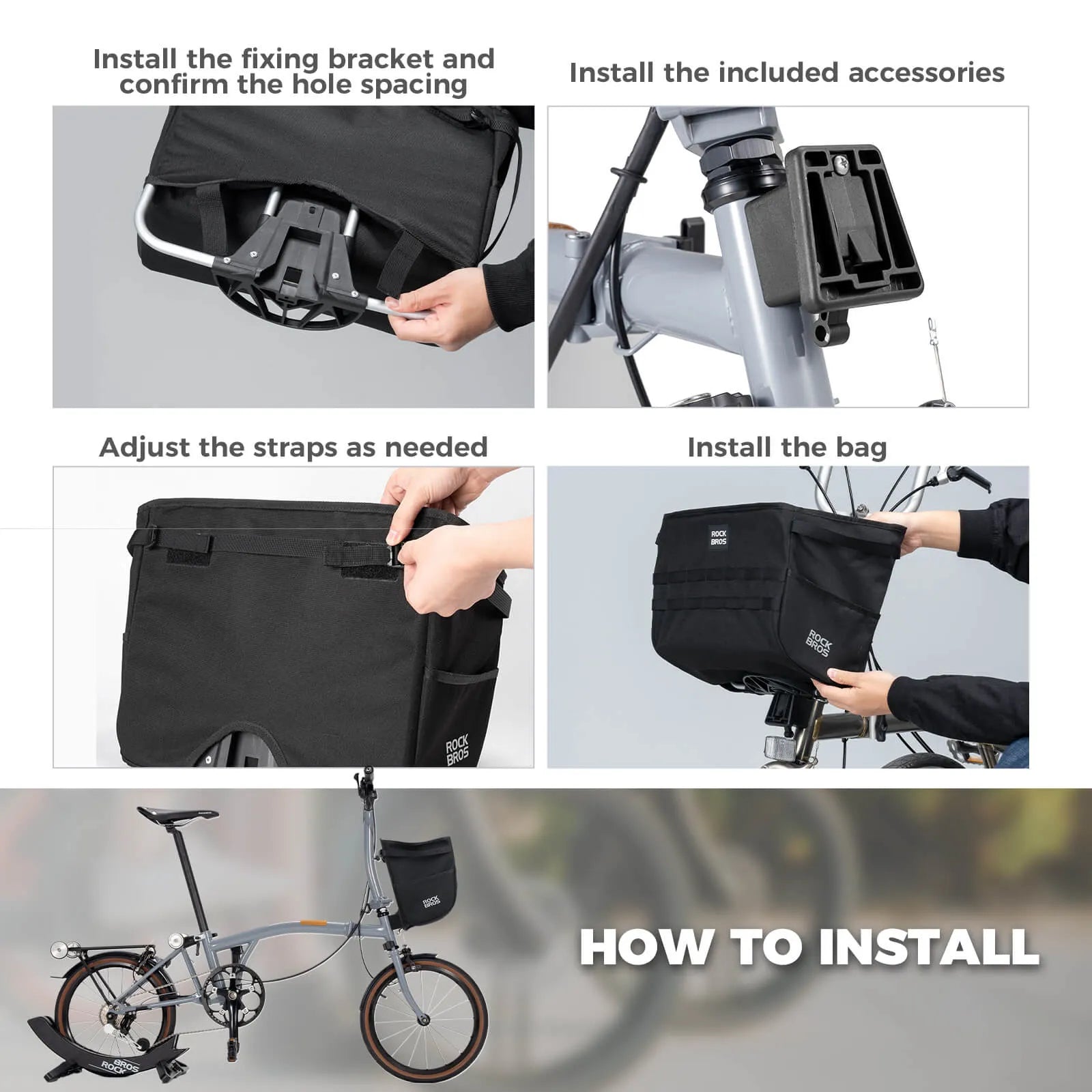 Rockbros W016 UrbanRide Folding Bike Handbag, Black Multi-functional Handbag for Urban Commuting.
#color_black