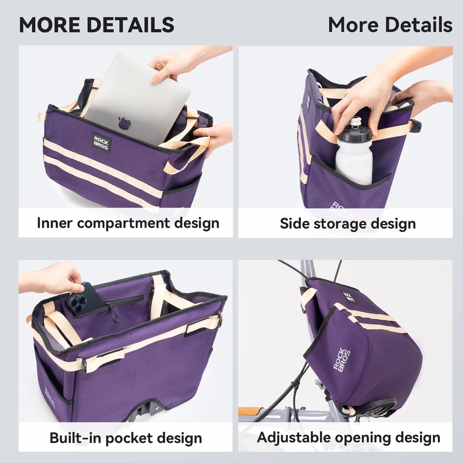 Rockbros W016 UrbanRide Folding Bike Handbag, Black Multi-functional Handbag for Urban Commuting.
#color_purple