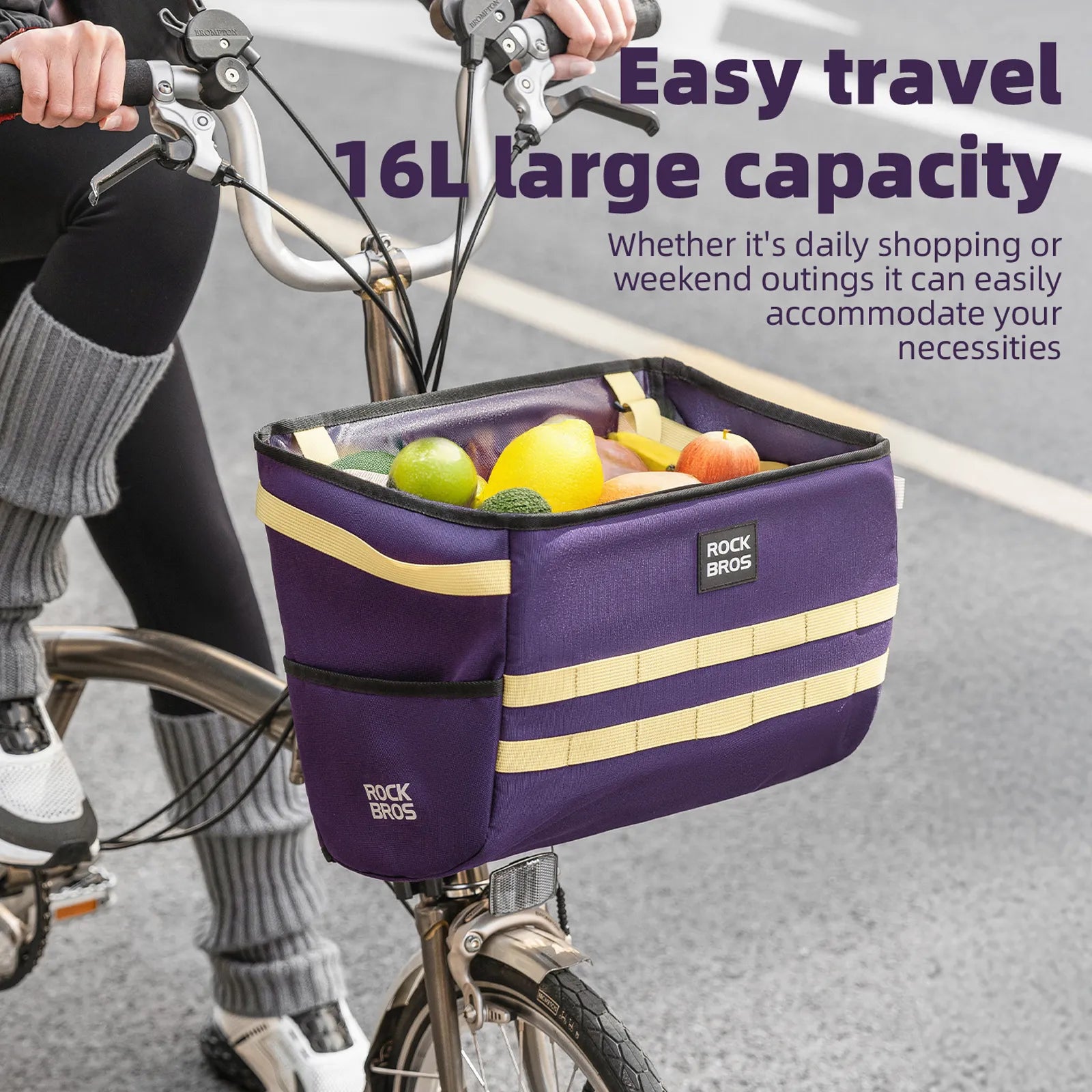 Rockbros W016 UrbanRide Folding Bike Handbag, Black Multi-functional Handbag for Urban Commuting.
#color_purple