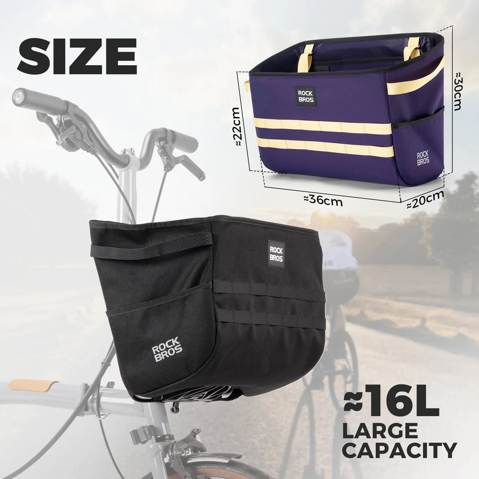 Rockbros W016 UrbanRide Folding Bike Handbag, Black Multi-functional Handbag for Urban Commuting.
#color_purple