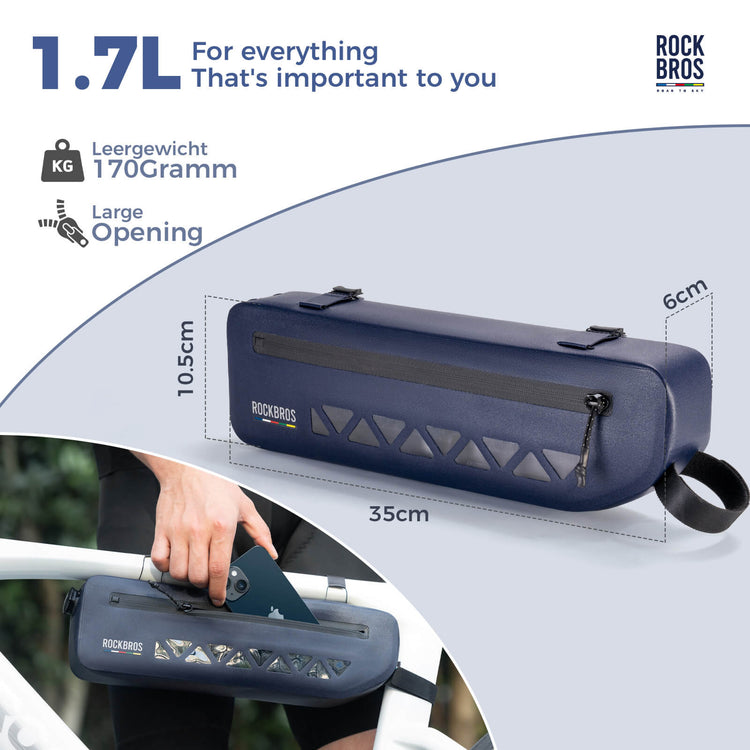 ROCKBROS waterproof bicycle frame bag for outdoor adventures