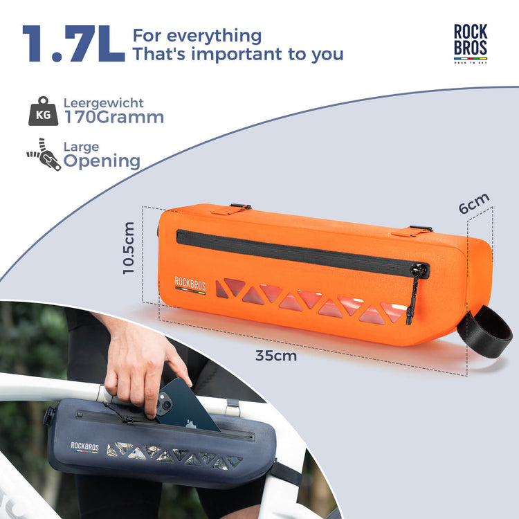 ROCKBROS waterproof bicycle frame bag for outdoor adventures