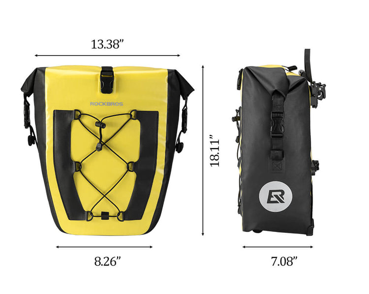 rockbros waterproof bike pannier 25l rear bag for commuting
#color_yellow single