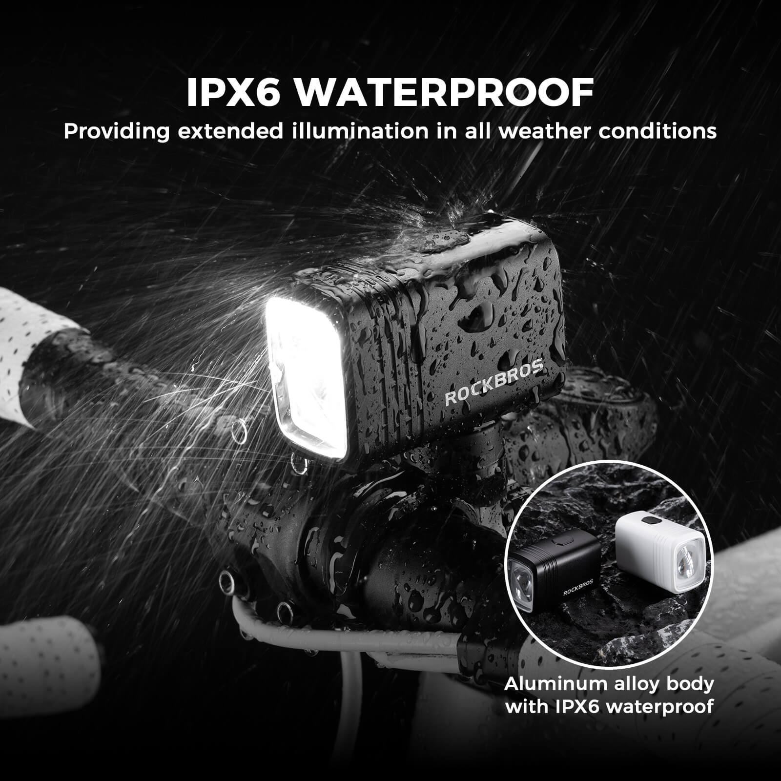 rockbros hanging front bicycle light M6 with high-capacity battery.
#color_black