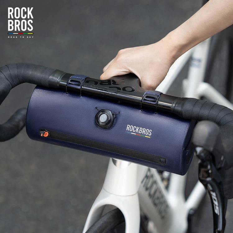 ROCKBROS waterproof handlebar barrel bag for commuting and adventure cycling