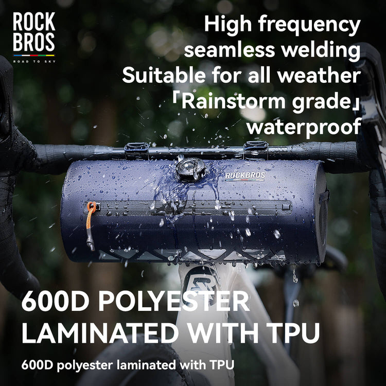 ROCKBROS waterproof handlebar barrel bag for commuting and adventure cycling