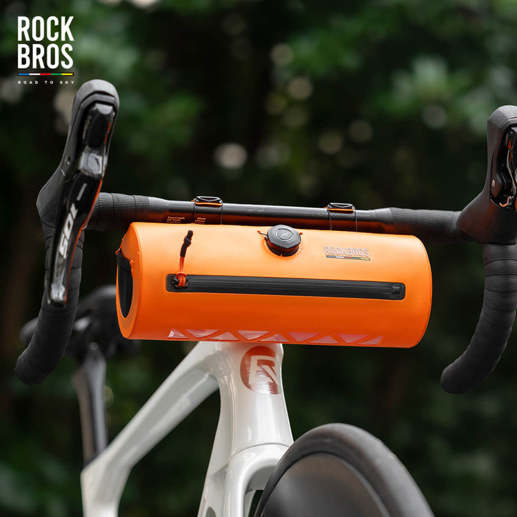 ROCKBROS waterproof handlebar barrel bag for commuting and adventure cycling