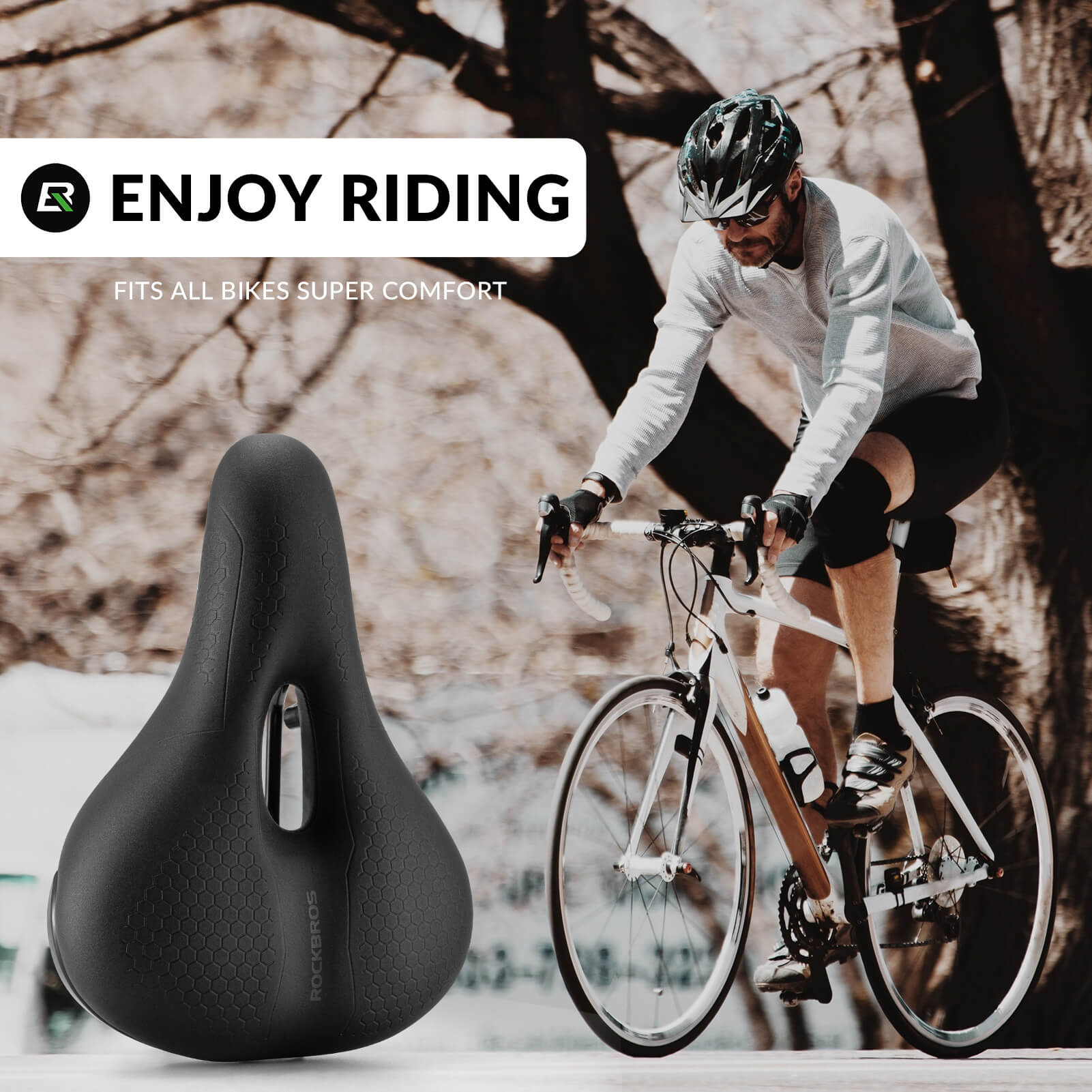 ROCKBROS waterproof hollow bike saddle for mountain biking comfort.
#size_medium