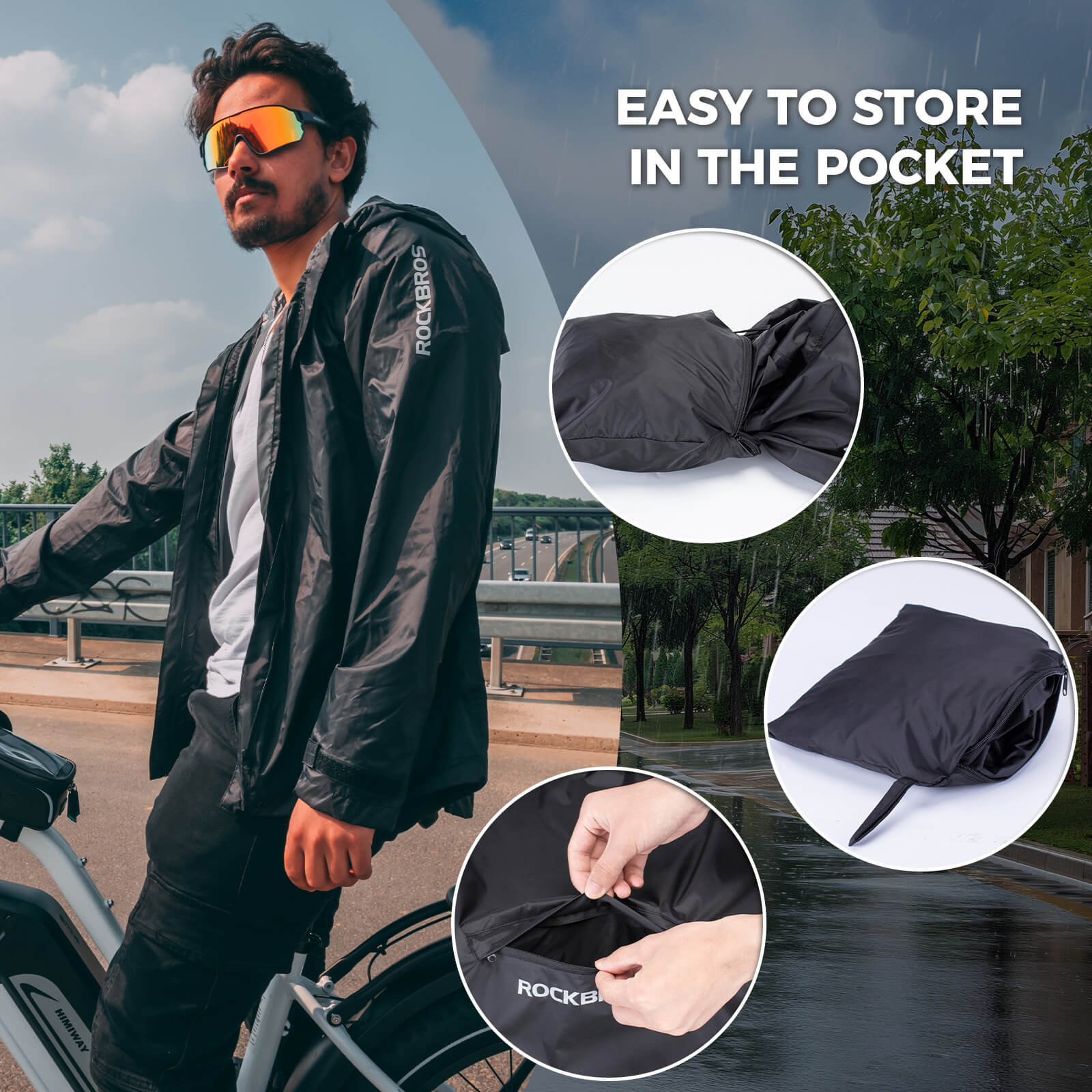 rockbros waterproof windproof cycling jacket for all weather riding.