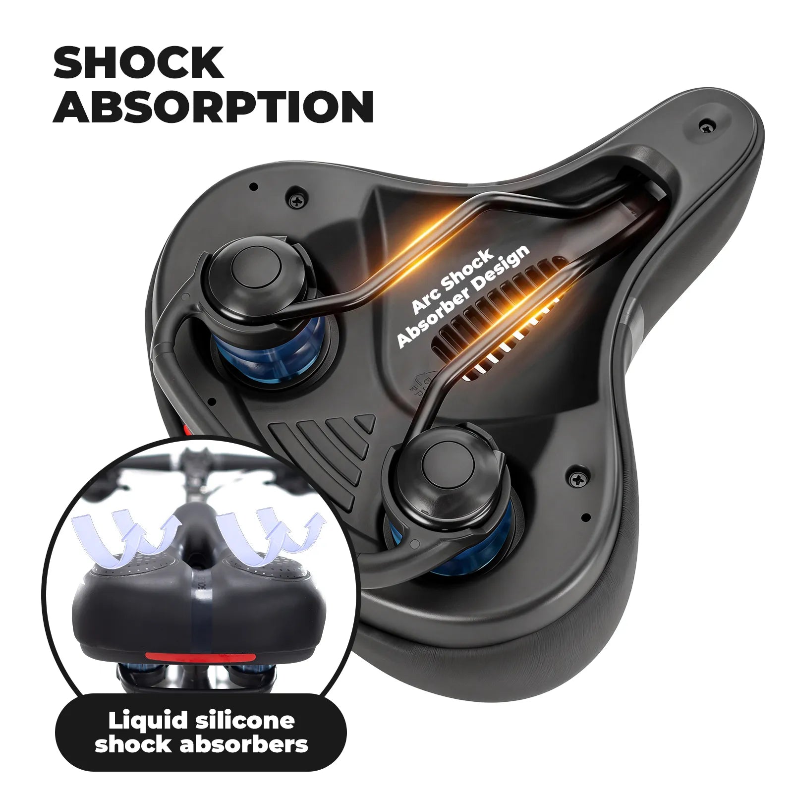 Rockbros shock absorbing bicycle seat with dual spring suspension stabilizer.
#color_brown