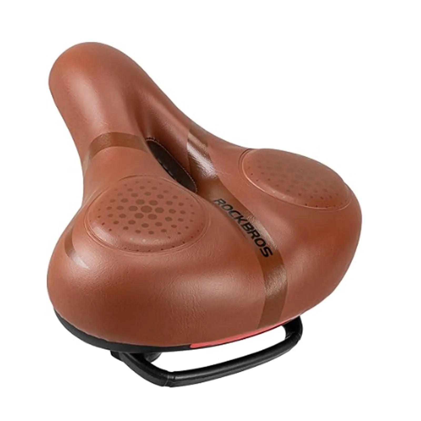 Rockbros shock absorbing bicycle seat with dual spring suspension stabilizer.
#color_brown
