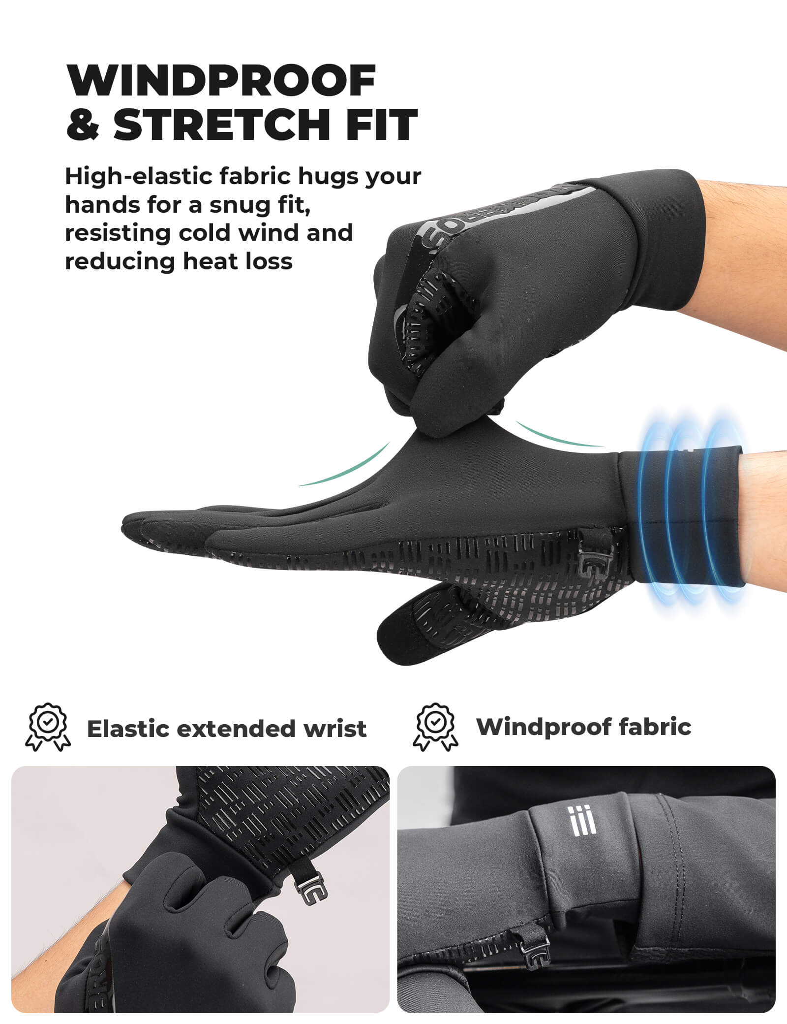 ROCKBROS Winter Cycling Gloves with Graphene Thermal Lining - Windproof Full Finger Design.
#color_beige