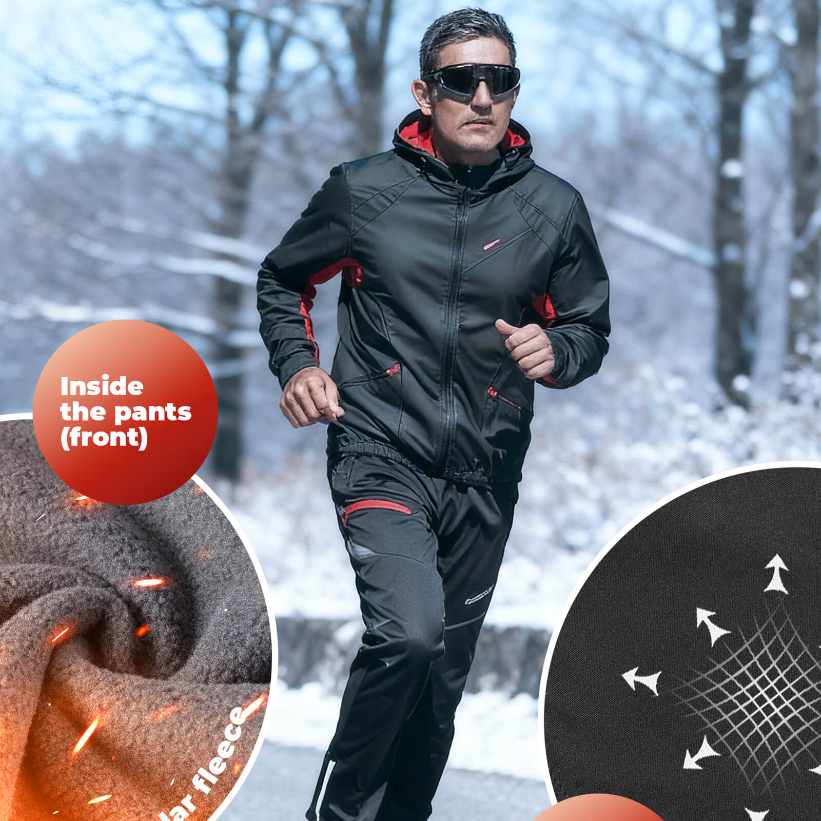 rockbros windproof water-resistant cycling jacket for cold weather.
