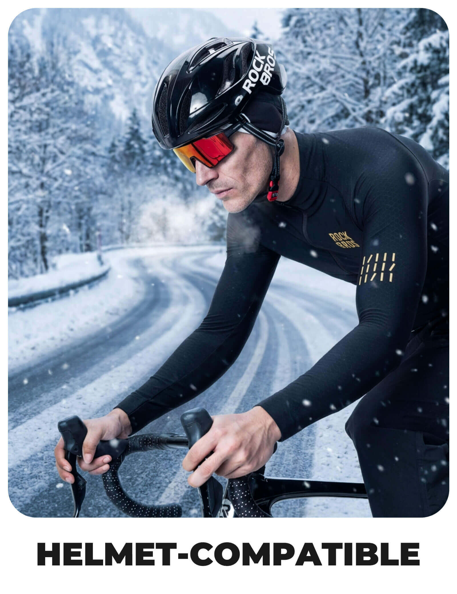 Rockbros winter cycling helmet liner beanie in black, designed for warmth and a snug fit under a bike helmet. Suitable for head circumference 54-61cm.
#options_1-pack