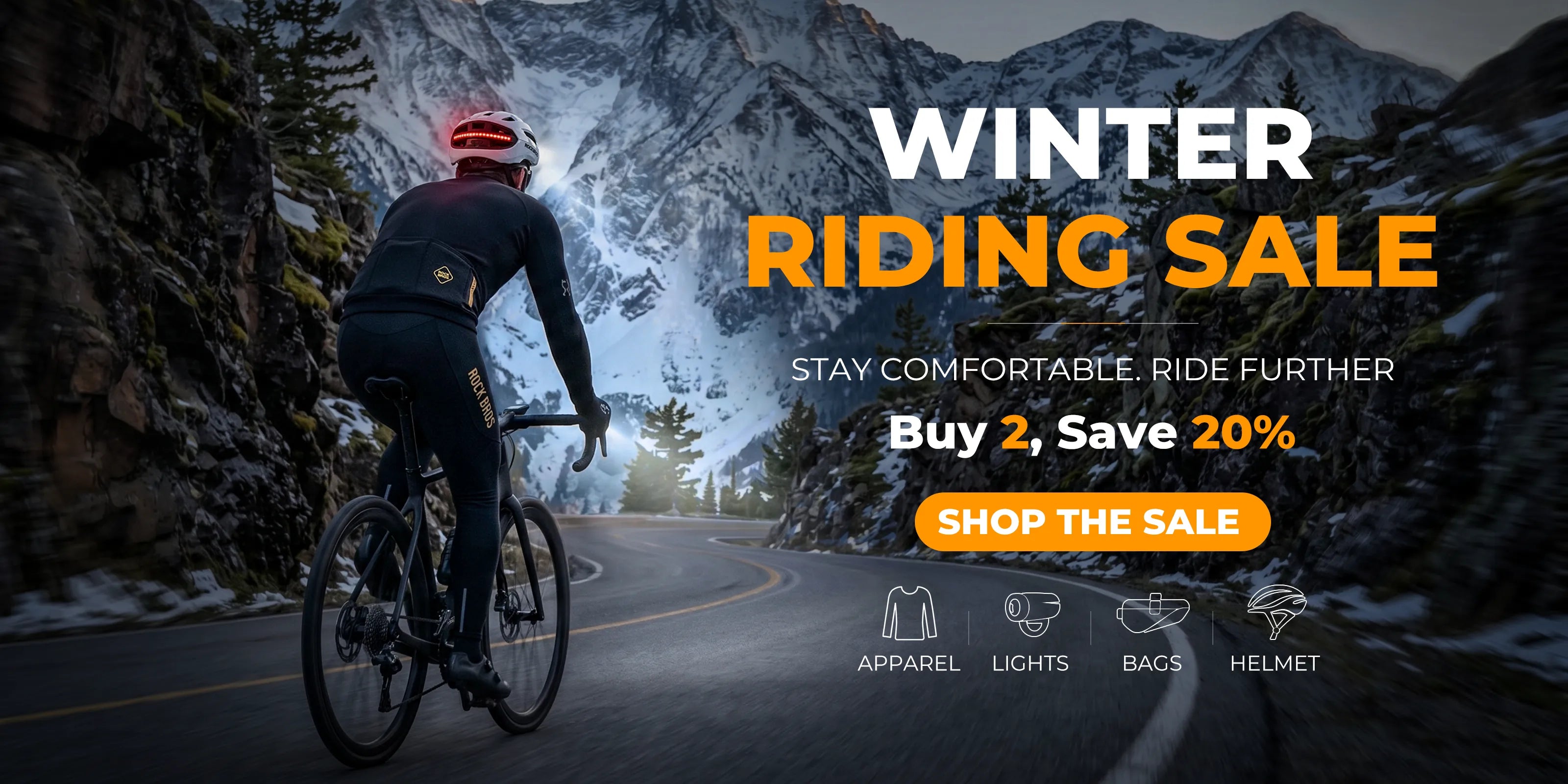 ROCKBROS Winter Riding Sale Banner Featuring Cycling Accessories and Winter Deals