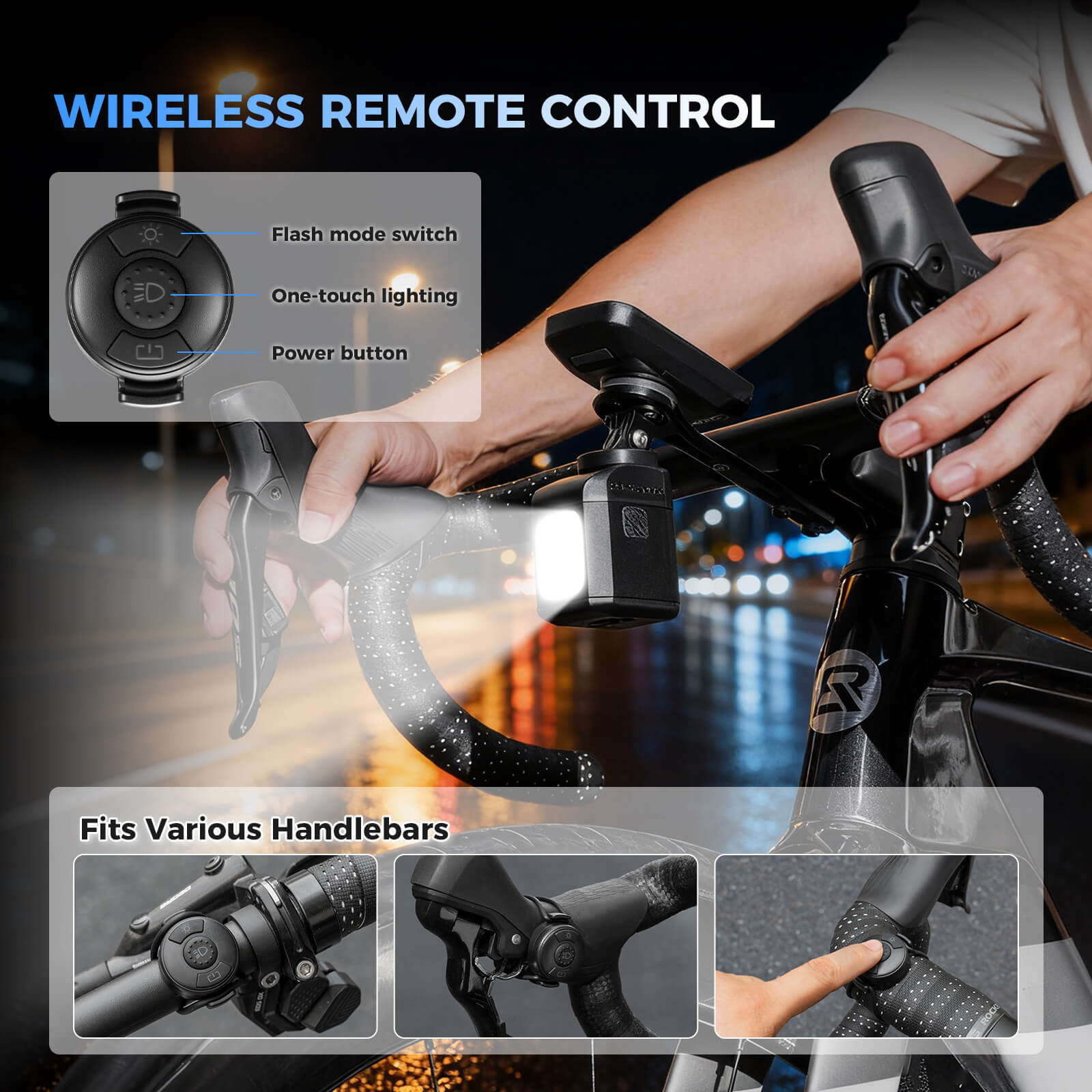 rockbros wireless remote bike headlight for night riding.
#color_pink