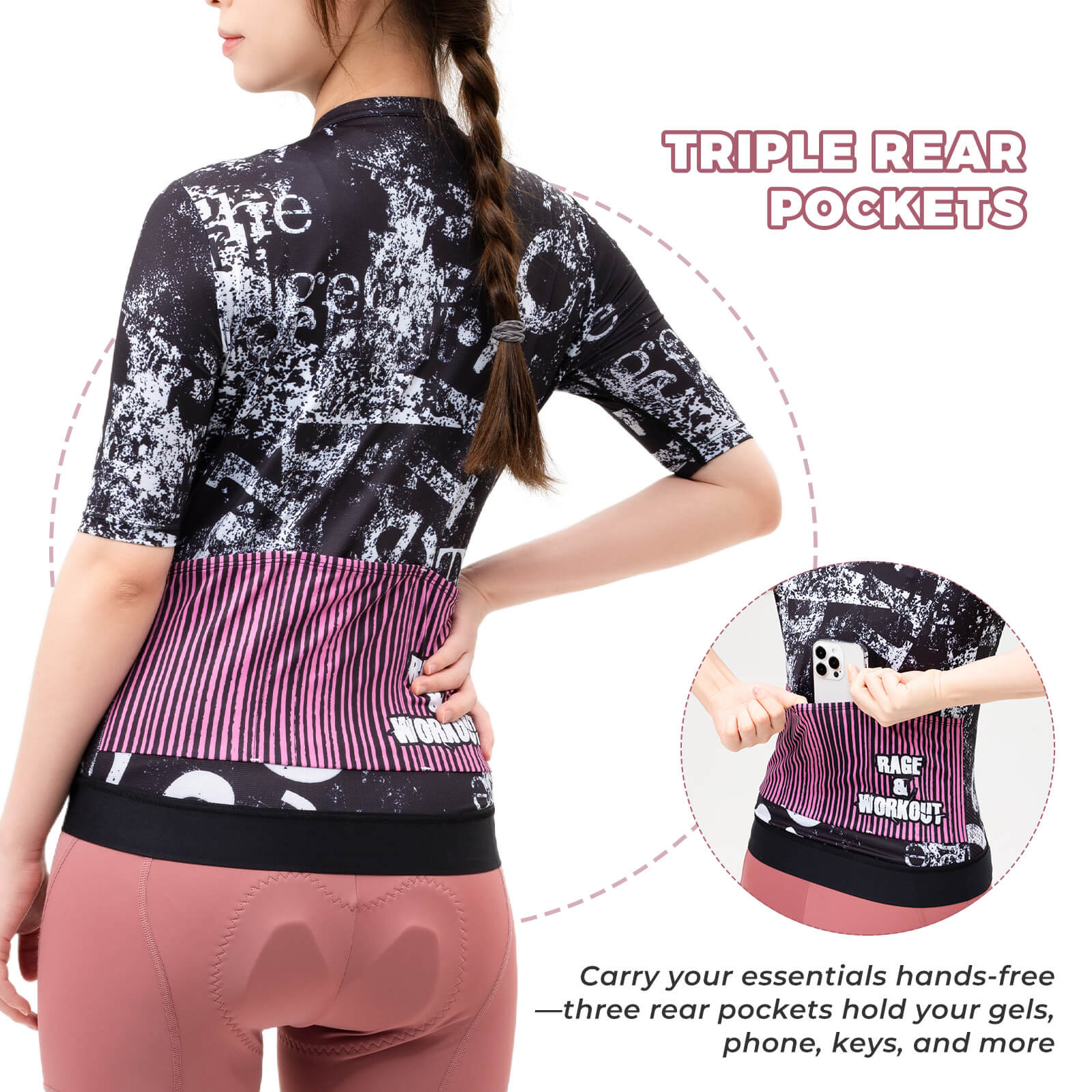 rockbros women’s quick-dry cycling jersey for summer riding.
#color_white