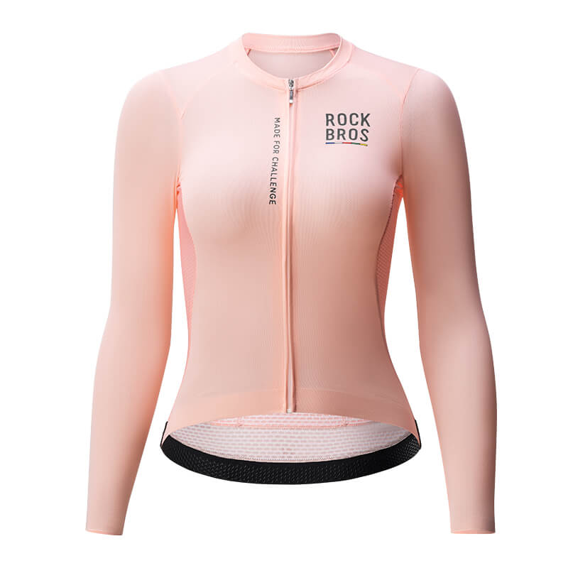 rockbros women’s long sleeve cycling jersey for road cycling.
#color_pink