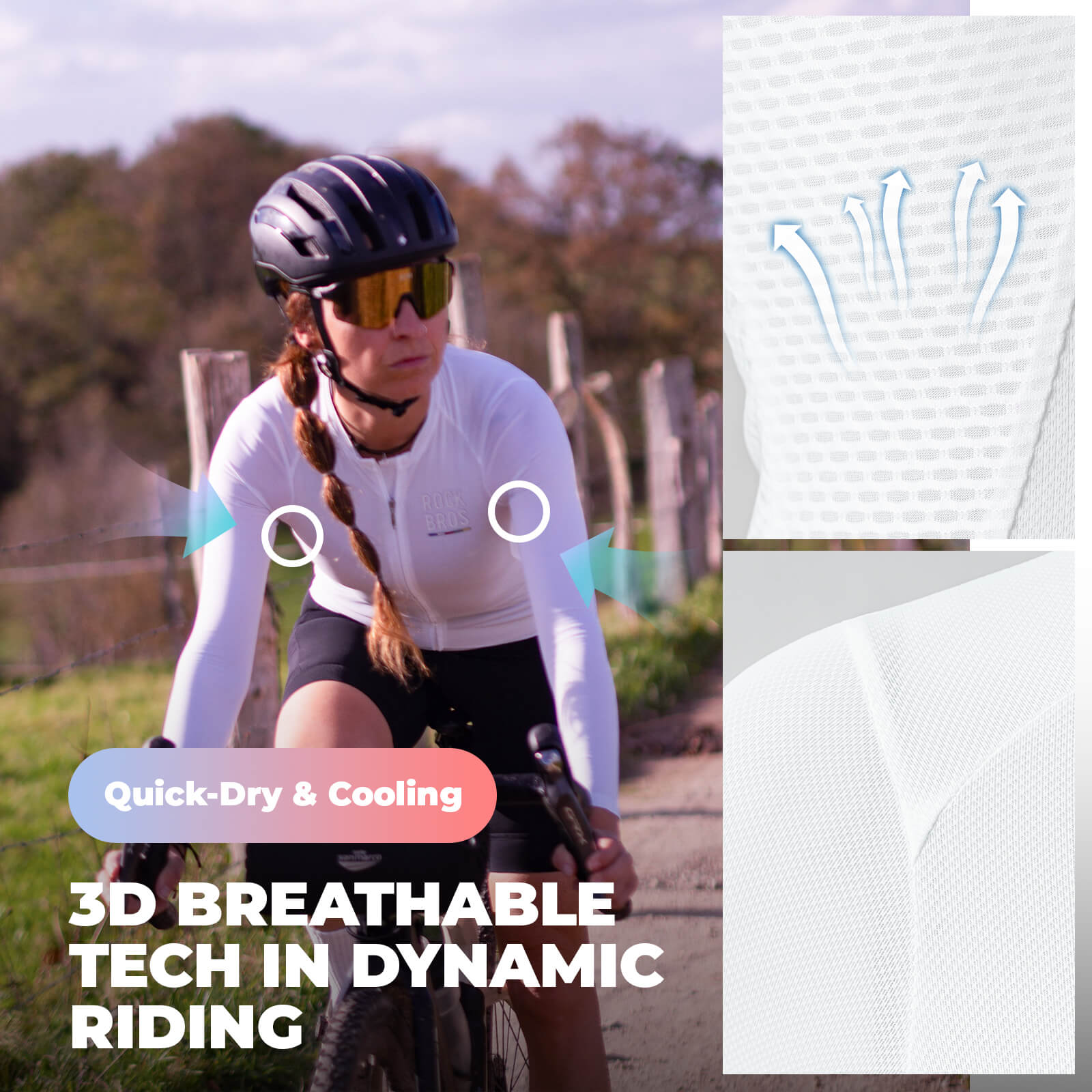 rockbros women’s long sleeve cycling jersey for road cycling.
#color_white