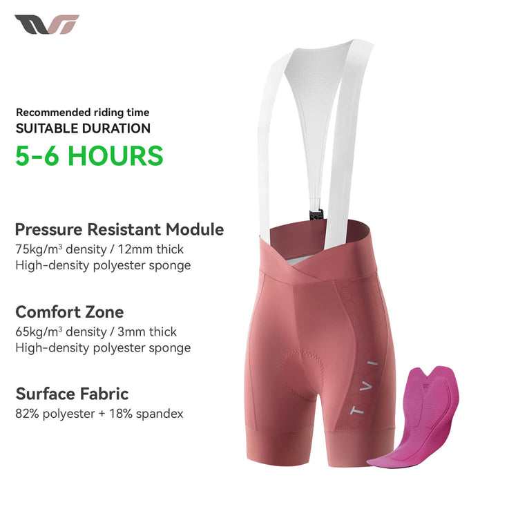 TVI Women’s Summer Performance Cycling Bib Shorts with Magnetic Clasp