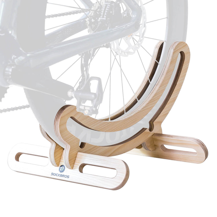 rockbros eco-friendly wooden bike stand for indoor storage