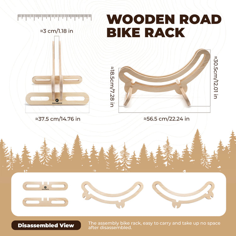 rockbros eco-friendly wooden bike stand for indoor storage