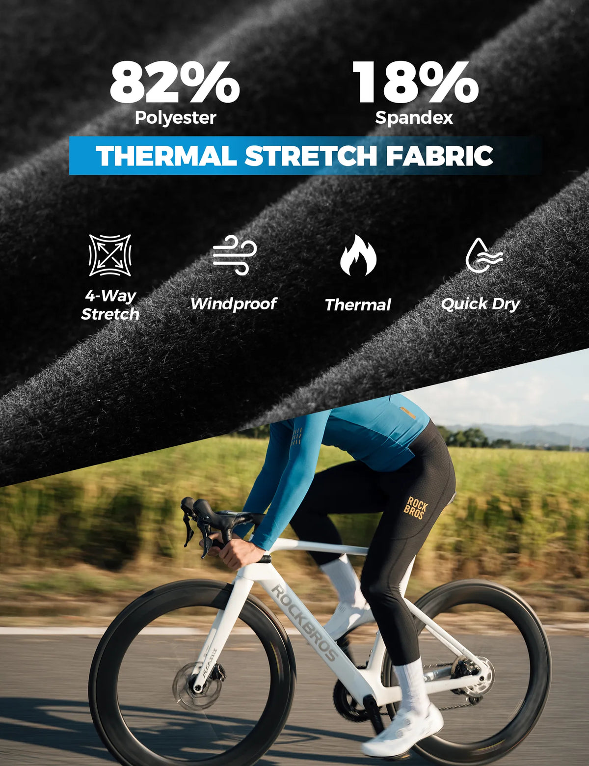 ROCKBROS Wright Men's Windproof Thermal Cycling Pants in Black